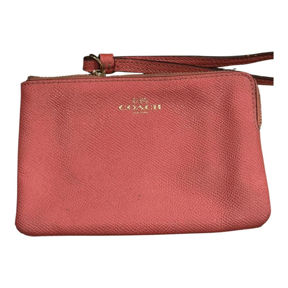 Coach Coral Saffiano Leather Wristlet